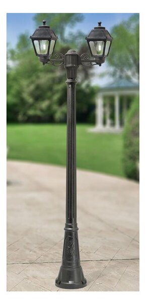 GIGI BISSO MARY PALO DA GIARDINO A 2 LUCI RESINA NERA ALTEZZA CM 207 IP55 MADE IN ITALY FUMAGALLI