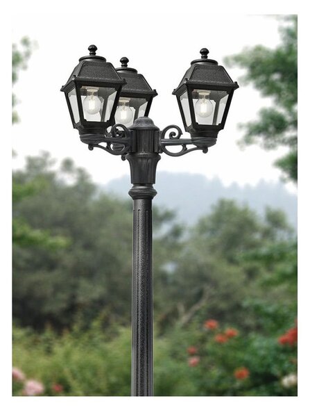 GIGI BISSO MARY PALO DA GIARDINO A 3 LUCI RESINA NERA ALTEZZA CM 207 IP55 MADE IN ITALY FUMAGALLI