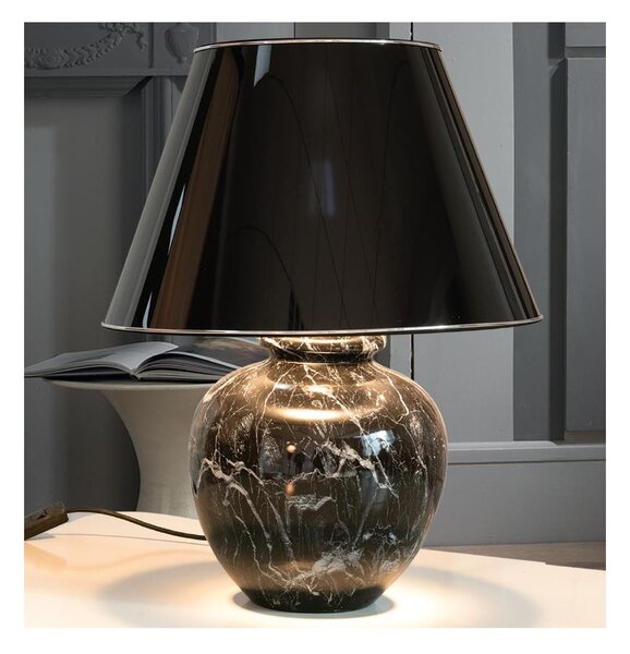 LAMPADA DA TAVOLO IN CERAMICA EFFETTO MARMO CON PARALUME IN PVC MADE IN ITALY RUSTICA DELLA IMAS