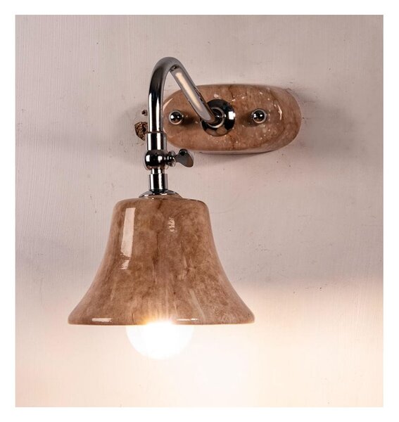 APPLIQUE CROMO LUCIDO CON CAMPANA IN TERRACOTTA CON DECORO EFFETTO MARMO ORIENTABILE MADE IN ITALY