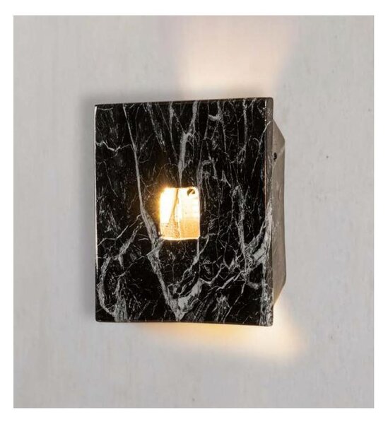 LAMPADA DA PARETE QUADRATA IN TERRACOTTA CON DECORO EFFETTO MARMO STILE RUSTICO MADE IN ITALY