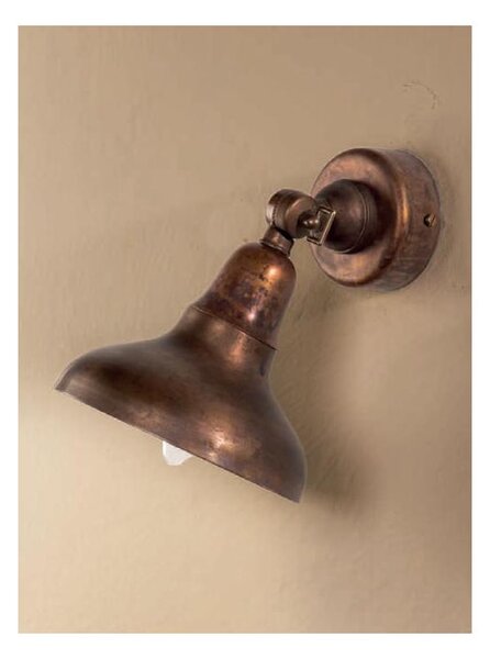 APPLIQUE SPOT IN OTTONE ANTICATO PARABOLA CON SNODO STILE RUSTICO MADE IN ITALY DELLA IMAS