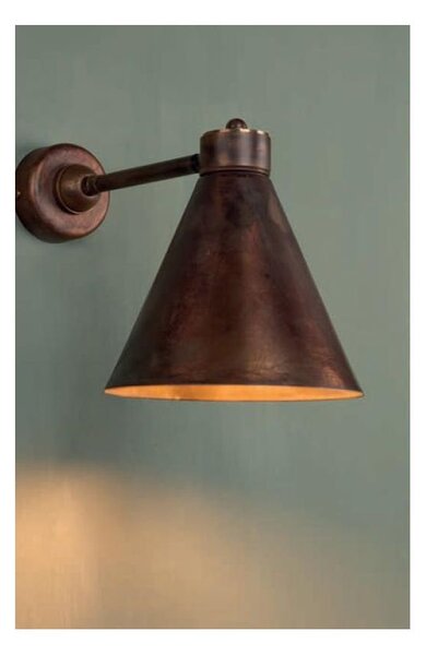 LAMPADA DA PARETE IN OTTONE ANTICATO CON DIFFUSORE CONICO IN STILE RUSTICO MADE IN ITALY DELLA IMAS