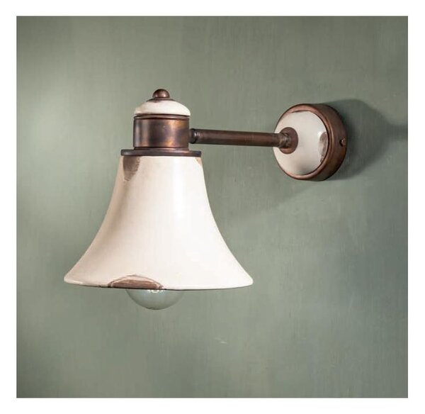 LAMPADA DA PARETE IN CERAMICA DECORATA E OTTONE STILE RUSTICO MADE IN ITALY DELLA IMAS