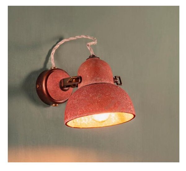 SPOT 1 LUCE IN OTTONE E CERAMICA CON LUCE ORIENTABILE STILE RUSTICO MADE IN ITALY DELLA IMAS