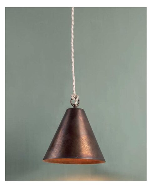 PICCOLA SOSPENSIONE CONICA D18 CM IN OTTONE ANTICATO STILE RUSTICO MADE IN ITALY DELLA IMAS