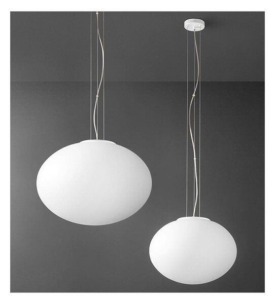 SOSPENSIONE MODERNA CON SFERA IN VETRO BIANCO D40 O D50 CM CON LAMPADINE ATTACCO E27