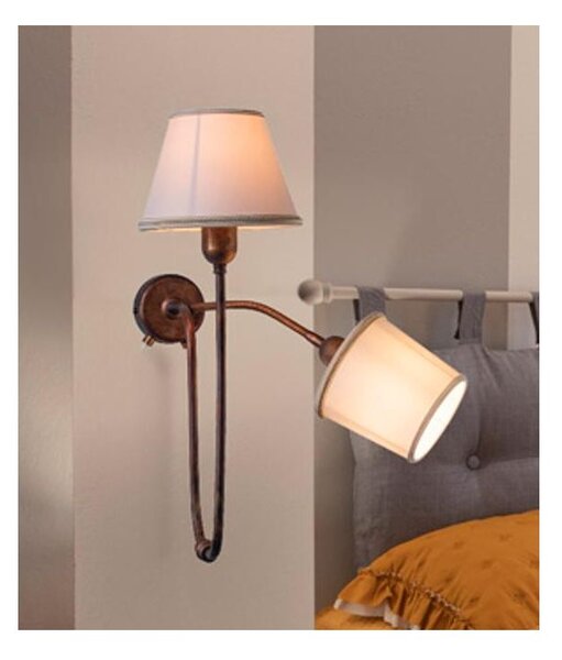 LAMPADA DA PARETE A 2 LUCI IN OTTONE CON BRACCIO FLESSIBILE E PARALUMI AVORIO MADE IN ITALY IMAS