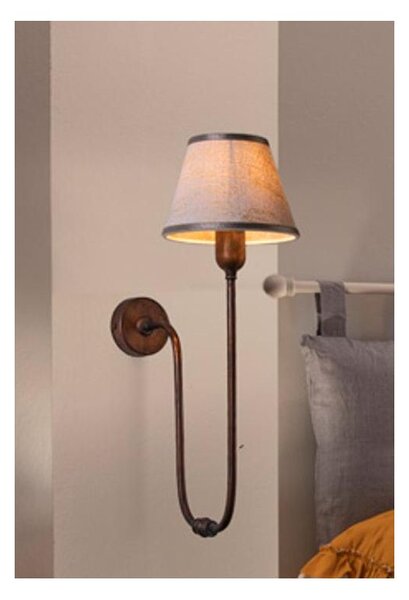 LAMPADA DA PARETE IN OTTONE CON BRACCIO FLESSIBILE E PARALUME IN TESSUTO AVORIO MADE IN ITALY IMAS