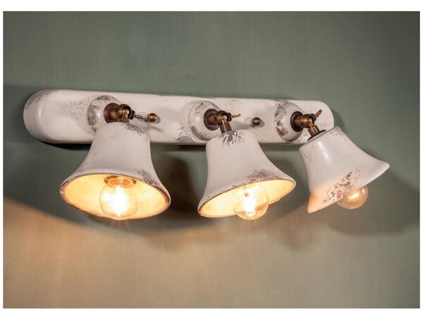 APPLIQUE A 3 SPOT RUSTICA IN CERAMICA DECORATA CON SNODI MADE IN ITALY DELLA IMAS