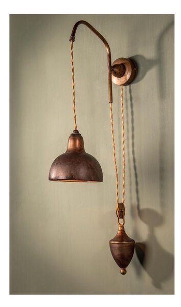 APPLIQUE SALISCENDI IN OTTONE INVECCHIATO E CERAMICA STILE RUSTICO MADE IN ITALY DELLA IMAS