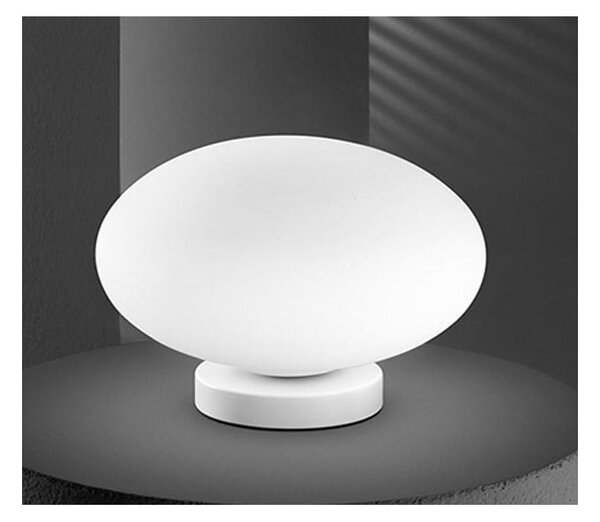 LAMPADA DA TAVOLO MODERNA CON SFERA IN VETRO BIANCO D25 CM CON LAMPADINA E27