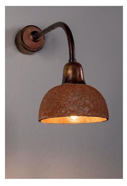 LAMPADA DA PARETE IN CERAMICA DECORATA E OTTONE ANTICATO RUSTICA MADE IN ITALY DELLA IMAS