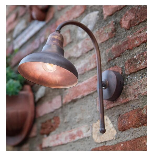 LAMPADA DA PARETE RUSTICA DA ESTERNI IP23 IN OTTONE INVECCHIATO MADE IN ITALY DELLA IMAS