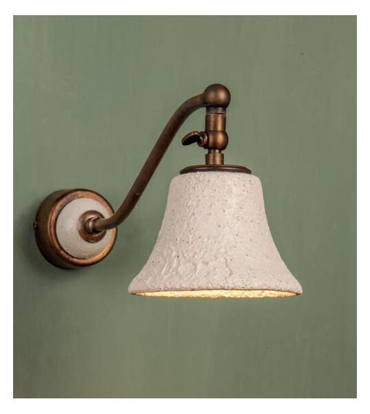 LAMPADA DA PARETE IN CERAMICA DECORATA E OTTONE CON SNODO IN STILE RUSTICO MADE IN ITALY DELLA IMAS