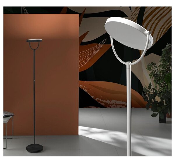 WAY LAMPADA DA TERRA ORIENTABILE IN METALLO BIANCO O NERO LED 30W LUCE 3000K ALTEZZA CM 180 MODERNA