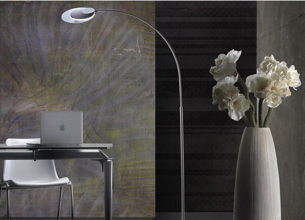 ARCH LAMPADA DA TERRA ORIENTABILE IN METALLO BIANCO O NERO LED 25W LUCE 3000K ALTEZZA CM 210 MODERNA