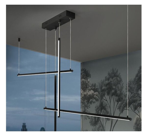 NOOD SOSPENSIONE MODERNA BIANCA O NERA LED 60W LUCE DIMMERABILE E DINAMICA LARGHEZZA CM 145
