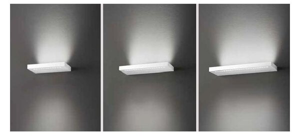 BED APPLIQUE MENSOLA 3 MISURE ALLUMINIO BIANCO LED INTEGRATO LUCE 3000K BIEMISSIONE LUCE MODERNA