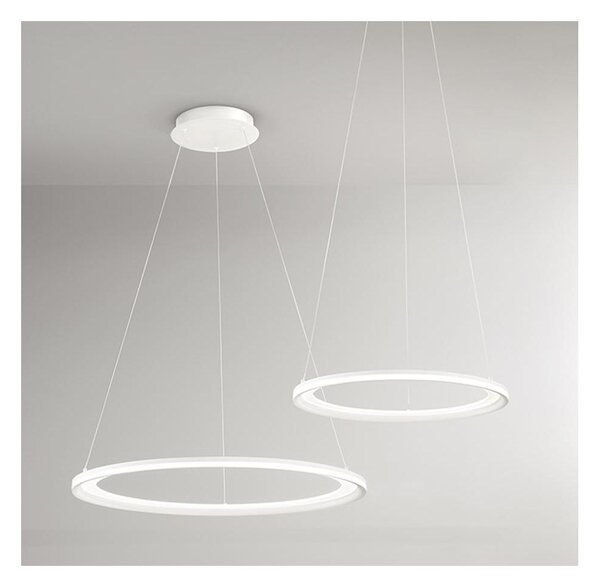 EDGE SOSPENSIONE AD ANELLO BIANCA O GRIGIA BIEMISSIONE 2 MISURE LED INTEGRATO LUCE 3000K MODERNA