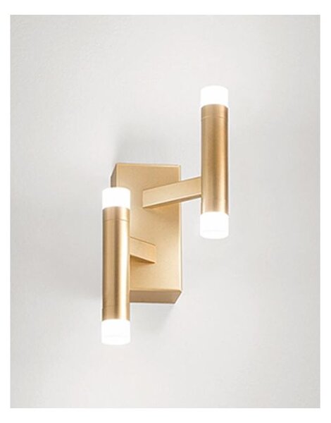 CANDLES APPLIQUE 2 LUCI MODERNA IN ALLUMINIO ORO O BIANCO LED 12W LUCE 3000K DIMMERABILE BIEMISSIONE