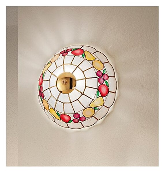 H5502 COCKTAIL APPLIQUE PLAFONIERA ROTONDA D30 CM IN VETRO TIFFANY MADREPERLA COLORATA