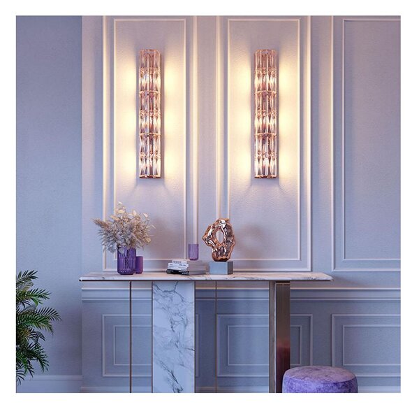 FACET LAMPADA DA PARETE IN CRISTALLO H75 CM METALLO ORO O CROMO CLASSICA LAMPADINE 3XE14