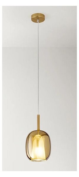 8252 RAIN SOSPENSIONE SINGOLA ALLUNGATA MODERNA BASE OTTONE CON DIFFUSORE IN VETRO D17.5 CM IN 5 COLORI