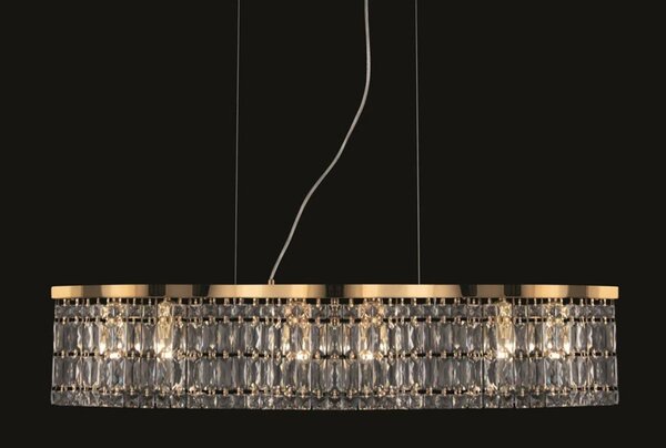 DUNE SOSPENSIONE ELEGANTE IN CRISTALLO E METALLO ORO STILE CLASSICO LAMPADINE 6XE14