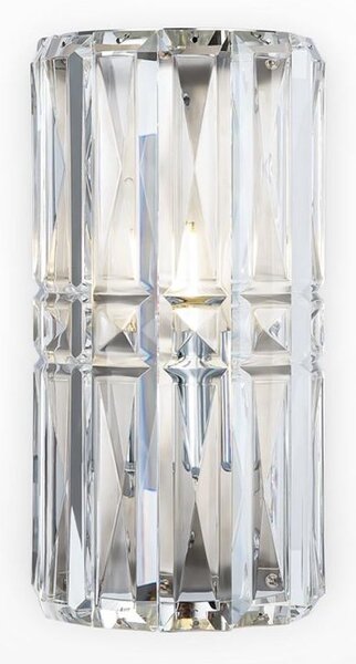 FACET APPLIQUE IN CRISTALLO H25 CM CON METALLO ORO O CROMO CLASSICA LAMPADINA ATTACCO E14