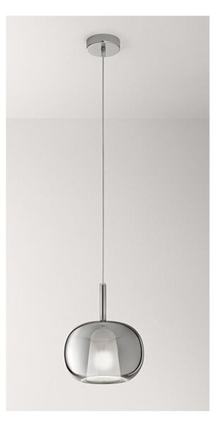 8248 RAIN SOSPENSIONE SINGOLA MODERNA BASE CROMO LUCIDO CON DIFFUSORE IN VETRO D22.5 CM IN 5 COLORI