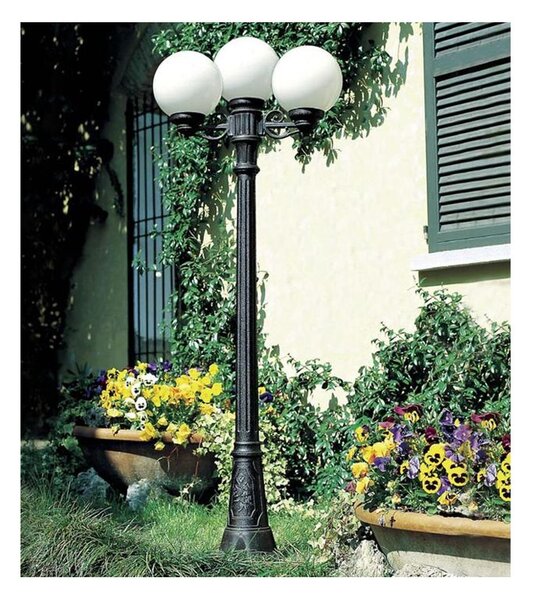 GIGIBISSO G250 LAMPIONE CON 3 DIFFUSORI A GLOBO D25CM IN RESINA NERA ALTEZZA 205 CM IP55