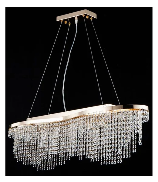 TOILS LAMPADARIO A SOSPENSIONE IN CRISTALLO E METALLO ORO LARGHEZZA CM 93 LAMPADINE 7XE14 CLASSICO