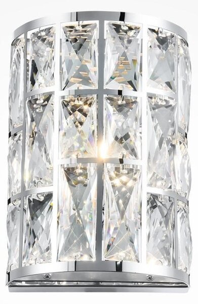 GELID APPLIQUE RAFFINATA IN CRISTALLO H21 CM STRUTTURA CROMO IN STILE CLASSICO LAMPADINA ATTACCO E27