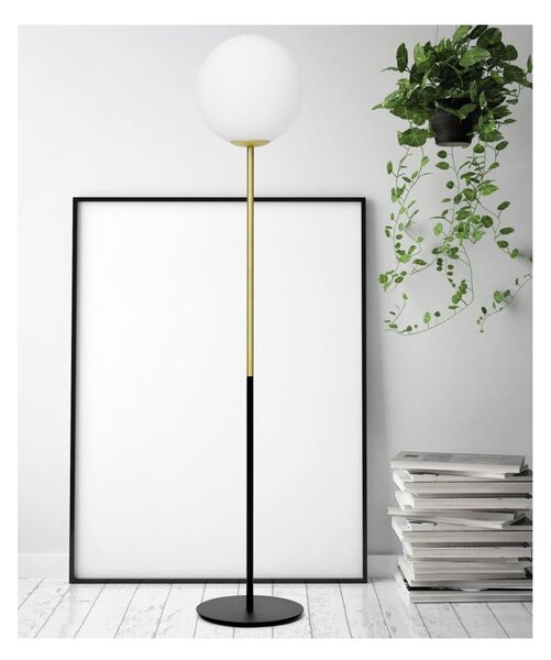 JUGEN PIANTANA MODERNA ORO CON SFERA IN VETRO BIANCO LATTE MODERNA LAMPADINA E27