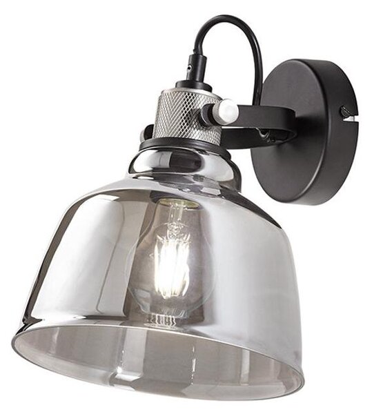 VINTAGE LAMPADA DA PARETE ORIENTABILE CON DIFFUSORE IN VETRO AMBRA E FUME LAMPADINA ATTACCO E27