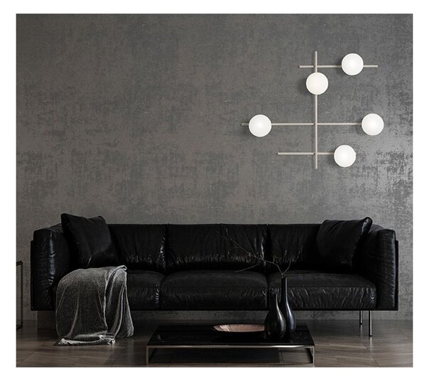 MIKADO APPLIQUE PLAFONIERA 5 LUCI ORIENTABILE NERA O CIPRIA DIFFUSORI IN VETRO LAMPADINE G9