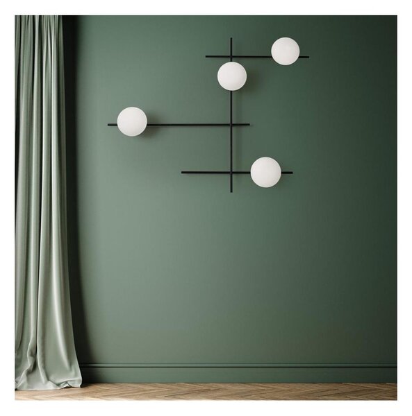 MIKADO APPLIQUE PLAFONIERA 4 LUCI ORIENTABILE NERA O CIPRIA DIFFUSORI IN VETRO LAMPADINE G9