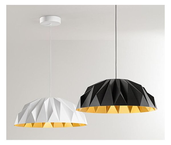 PRISMA LAMPADARIO D56 CM LED 20W LUCE 3000K IN ACRILICO BIANCO O NERO CON INTERNO ORO DESIGN MODERNO