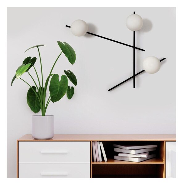 MIKADO APPLIQUE PLAFONIERA 3 LUCI ORIENTABILE NERA O CIPRIA DIFFUSORI IN VETRO LAMPADINE G9