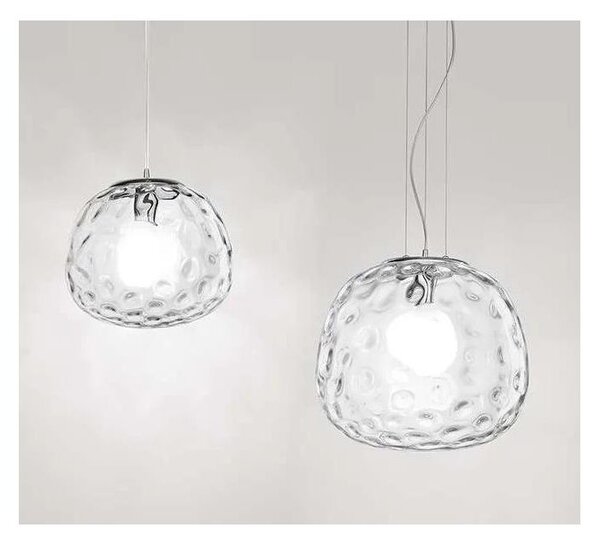 SKIN SOSPENSIONE SINGOLA 2 MISURE CON DIFFUSORE IN VETRO TRASPARENTE LAMPADINA ATTACCO E27 MODERNA