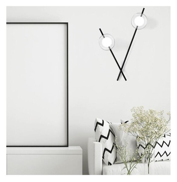 MIKADO APPLIQUE PLAFONIERA 2 LUCI ORIENTABILE NERA O CIPRIA DIFFUSORI IN VETRO LAMPADINE G9
