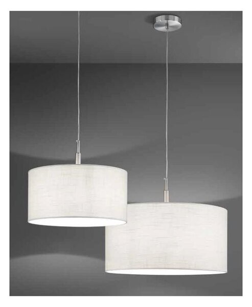 ROUND HOTEL SOSPENSIONE SINGOLA METALLO CROMO CON PARALUME IN TESSUTO 2 MISURE LAMPADINA E27