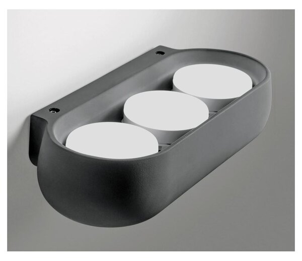 MYSIA 3 APPLIQUE 3 LUCI IN GESSO BIANCO O GRIGIO TONDEGGIANTE LAMPADINE ATTACCO GX53 MODERNA