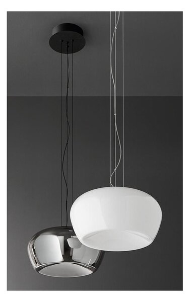 KAVE LAMPADARIO A SOSPENSIONE IN VETRO BIANCO O FUME D38 CM LED 20W LUCE 3000K DIMMERABILE DESIGN MODERNO