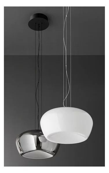 KAVE LAMPADARIO A SOSPENSIONE IN VETRO BIANCO O FUME D38 CM LED 20W LUCE 3000K DIMMERABILE DESIGN MODERNO