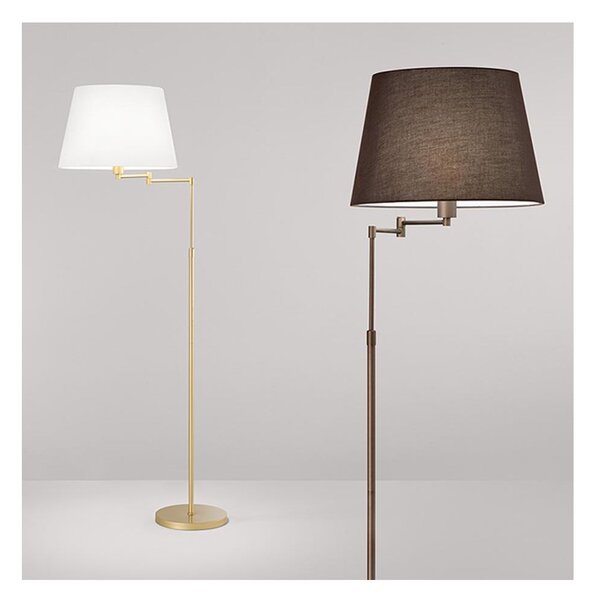 CRANE PIANTANA H145 CM CON BRACCIO ORIENTABILE ORO O MARRONE PARALUME IN TESSUTO LAMPADINA ATTACCO E27