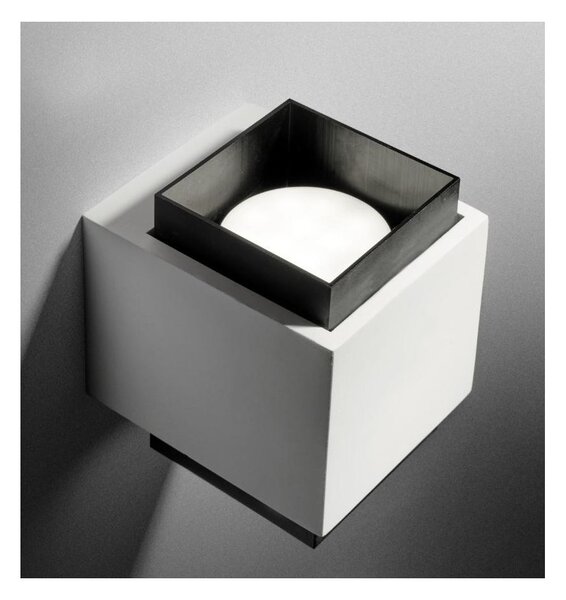 SYME APPLIQUE QUADRATA IN GESSO CON CORNICE IN ALLUMINIO DI 4 COLORI BIEMISSIONE LAMPADINA ATTACCO GX53