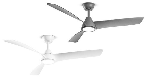NORA VENTILATORE BIANCO O GRIGIO 3 PALE D132 CM LED 18W CCT 3000-4000-6000K TELECOMANDO INCLUSO MODERNO