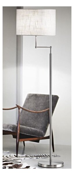 ROUND HOTEL LAMPADA DA TERRA CROMO H160 CM PARALUME IN TESSUTO BIANCO LAMPADINA E27 DESIGN MODERNO